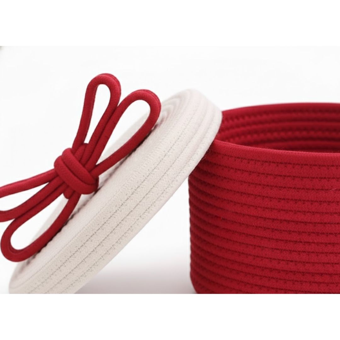 Stylish Bows Cotton Rope Baskets for Storage